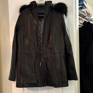 Wilsons Leather Black Jacket with Fur Accents s